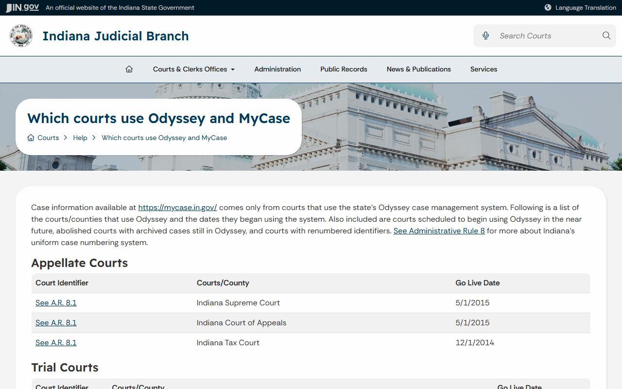 Vanderburgh County court records Odyssey court coverage