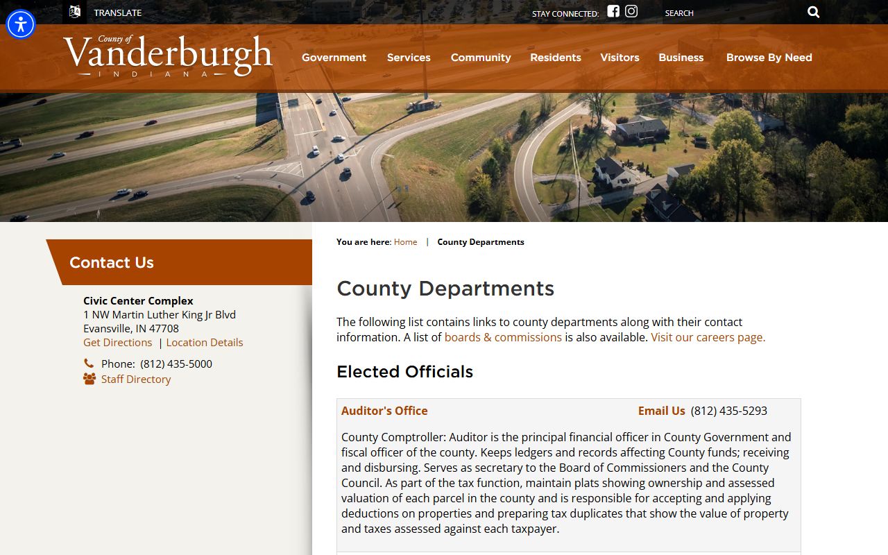 Vanderburgh County criminal court records county department directory
