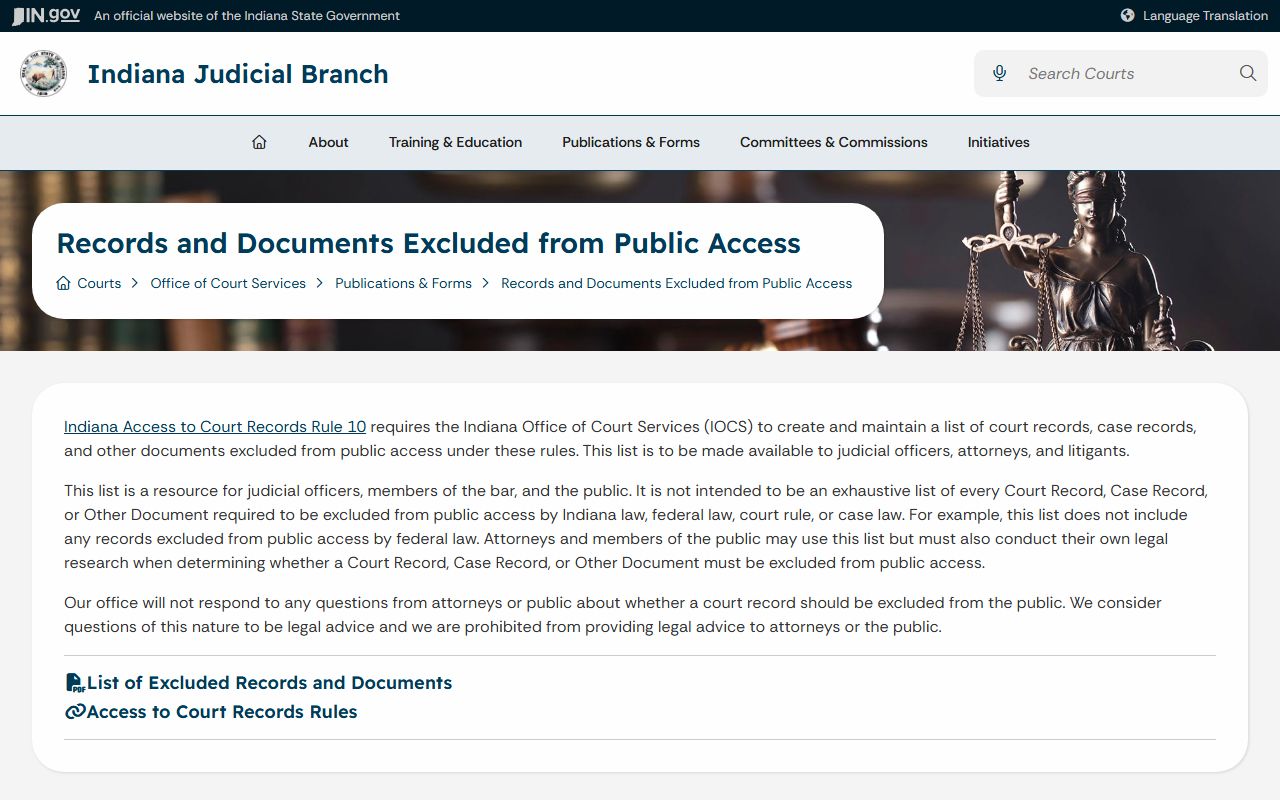 Vanderburgh County criminal court records excluded records source