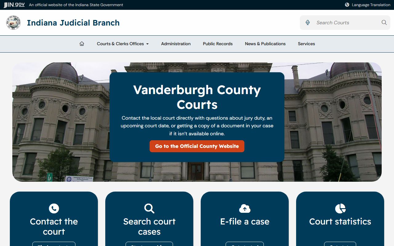Vanderburgh County court records Indiana Judicial Branch county page