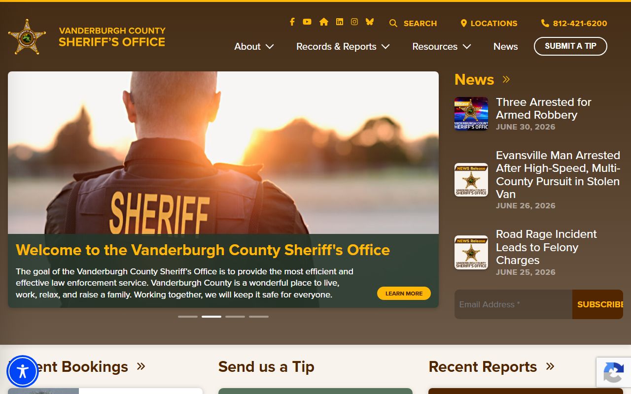 Vanderburgh County inmate search sheriff office records source