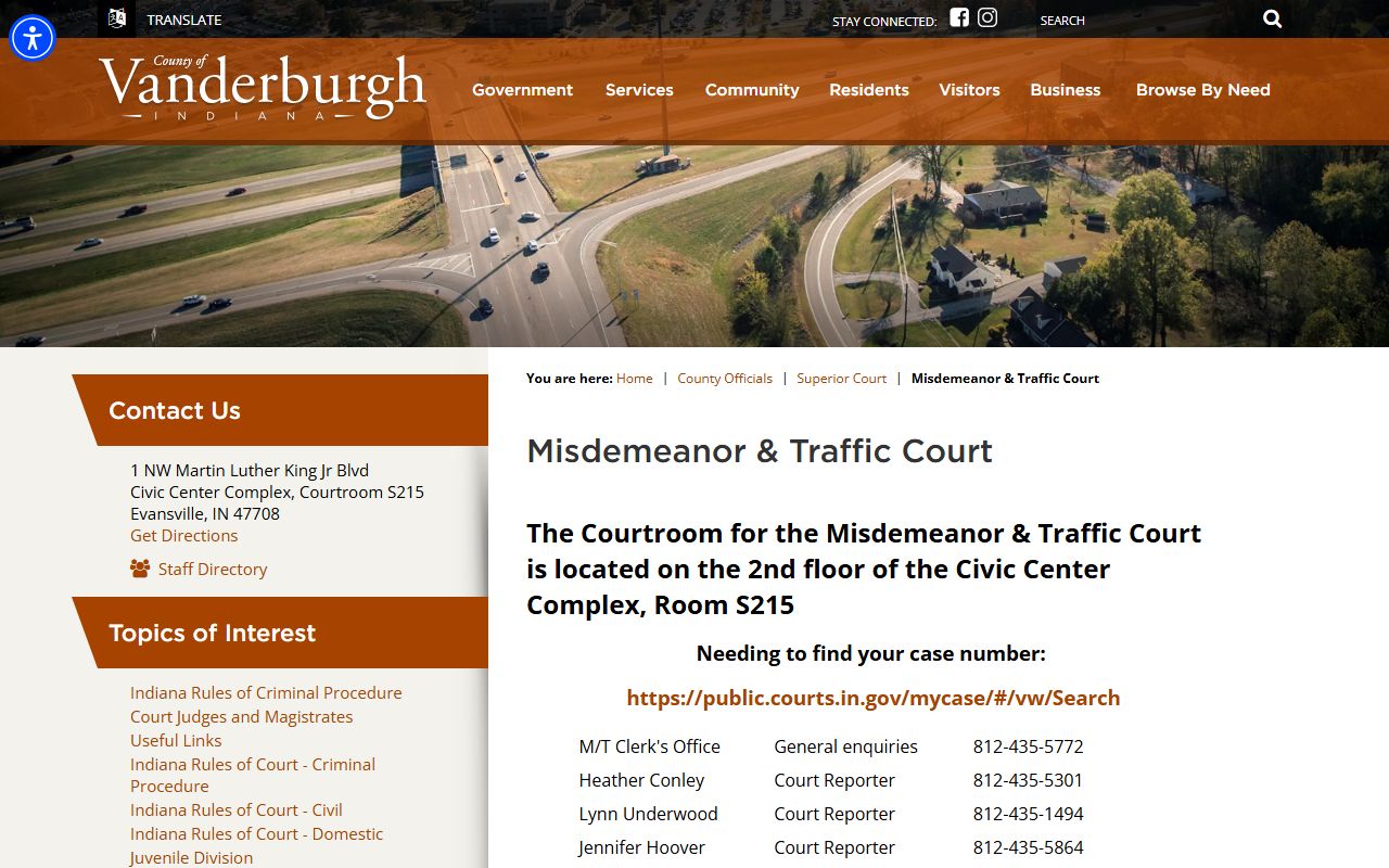 Vanderburgh County warrant records misdemeanor and traffic court add-on information