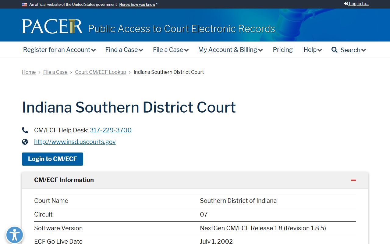 Vanderburgh County warrant records federal PACER case search source