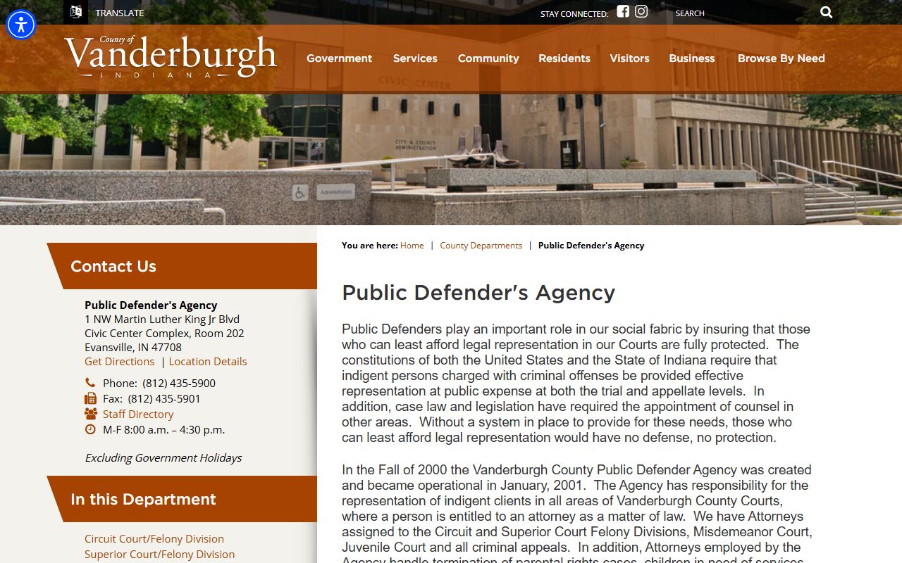 Vanderburgh County warrant records public defender agency source